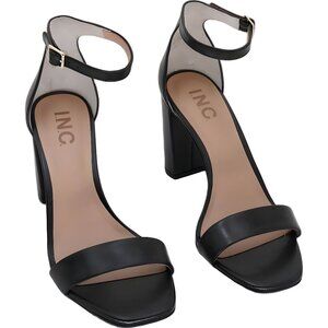 INC International Concepts Lexini Black Leather Ankle Strap Sandals US 6M